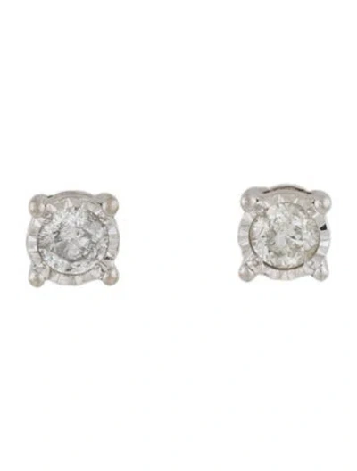 Pre-owned Earrings 10k Diamond Solitaire Studs In Multi