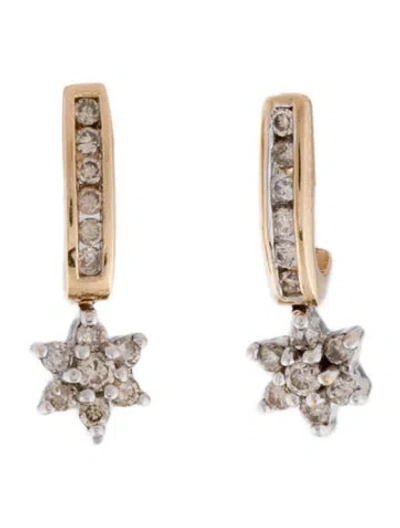 Pre-owned Earrings 10k Diamond Star Drop  In Multi