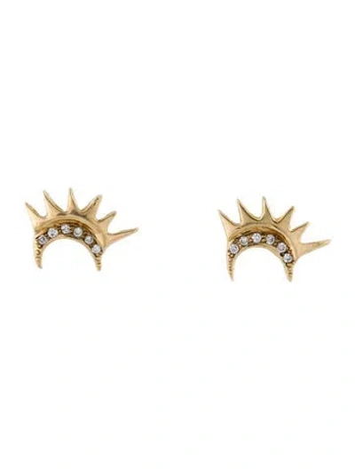 Pre-owned Earrings 10k Diamond Stud  In Multi