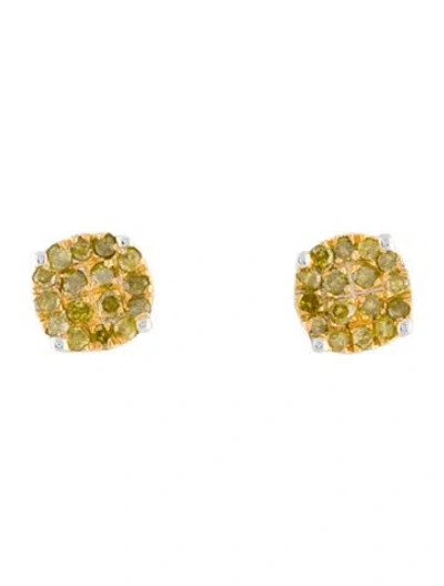 Pre-owned Earrings 10k Diamond Stud  In Multi