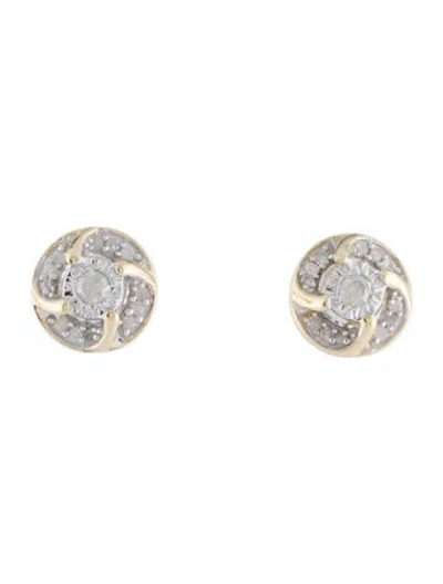 Pre-owned Earrings 10k Diamond Stud  In Multi