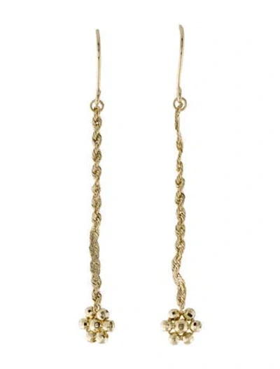 Pre-owned Earrings 10k Flower Rope Chain Drop  In Multi