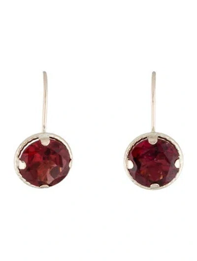 Pre-owned Earrings 10k Garnet Drop  In Multi