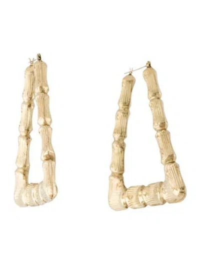 Pre-owned Earrings 10k Geometrical Textured Hoop  In Multi