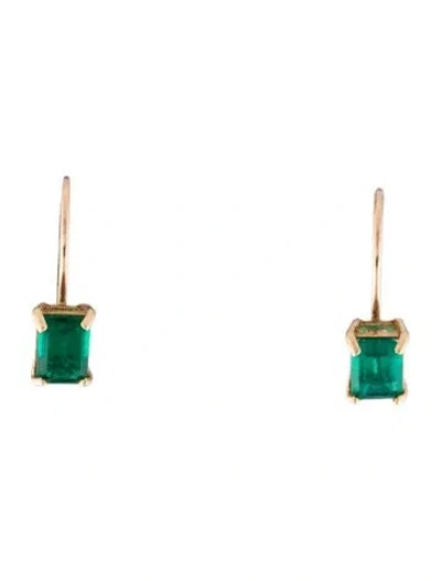 Pre-owned Earrings 10k Glass Huggie  In Green