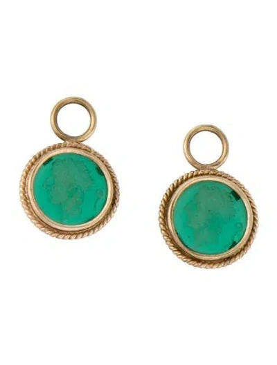 Pre-owned Earrings 10k Glass Intaglio Earring Enhancers In Multi