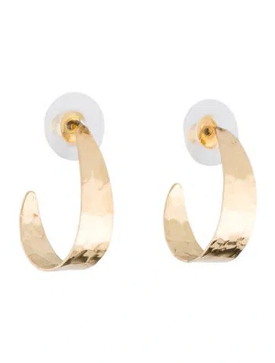 Pre-owned Earrings 10k Hammered Half Hoop  In Multi