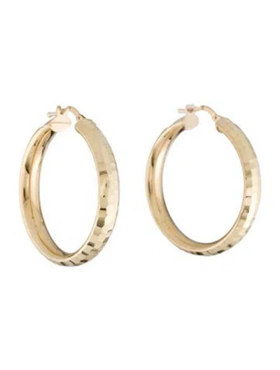 Pre-owned Earrings 10k Hammered Hoop  In Multi