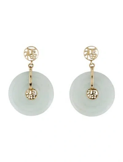 Pre-owned Earrings 10k Jadeite Drop  In Multi