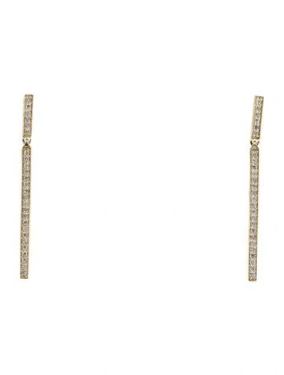 Pre-owned Earrings 10k Lab-grown Diamond Bar Drop  In Multi