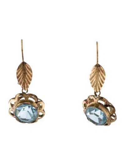 Pre-owned Earrings 10k Leaf Drop  In Blue