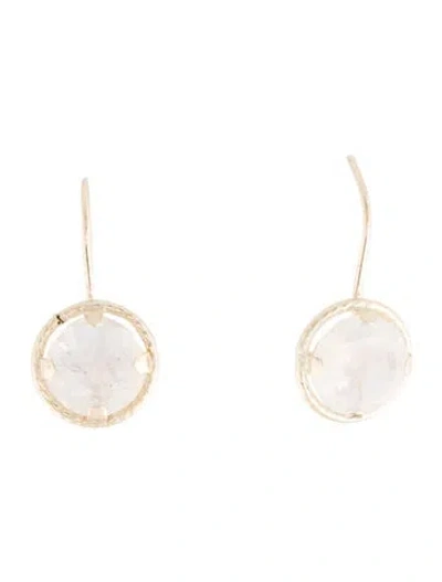Pre-owned Earrings 10k Moonstone Drop  In Multi
