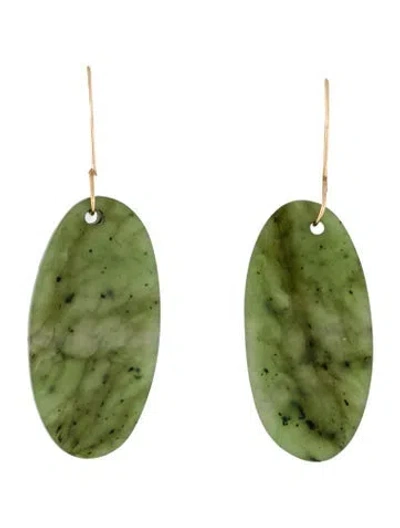 Pre-owned Earrings 10k Nephrite Drop  In Multi