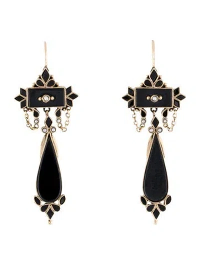 Pre-owned Earrings 10k Pearl & Spinel Drop  In Multi