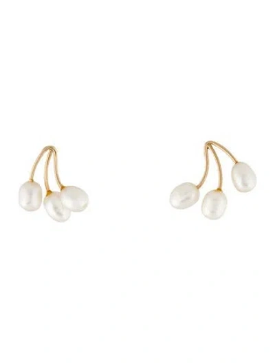 Pre-owned Earrings 10k Pearl Drop  In Multi