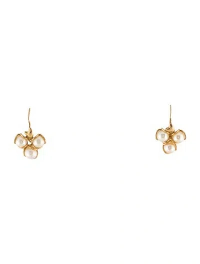 Pre-owned Earrings 10k Pearl Drop  In Multi