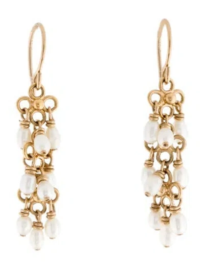 Pre-owned Earrings 10k Pearl Drop  In Multi