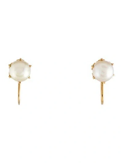 Pre-owned Earrings 10k Pearl Non-pierced Stud  In Multi
