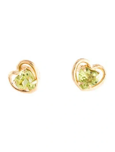 Pre-owned Earrings 10k Peridot Stud  In Multi