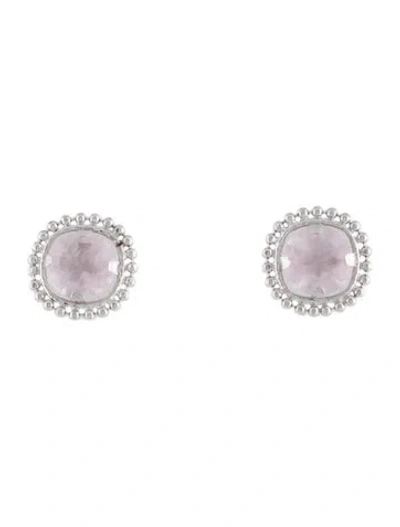 Pre-owned Earrings 10k Rose Quartz Stud  In Multi