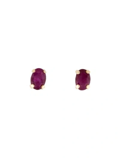 Pre-owned Earrings 10k Ruby Studs In Multi