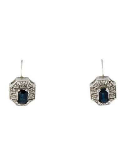 Pre-owned Earrings 10k Sapphire & Diamond Drop  In Multi