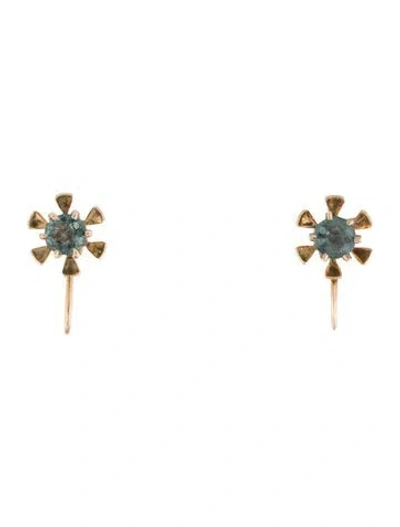 Pre-owned Earrings 10k Sapphire Clip-on  In Multi
