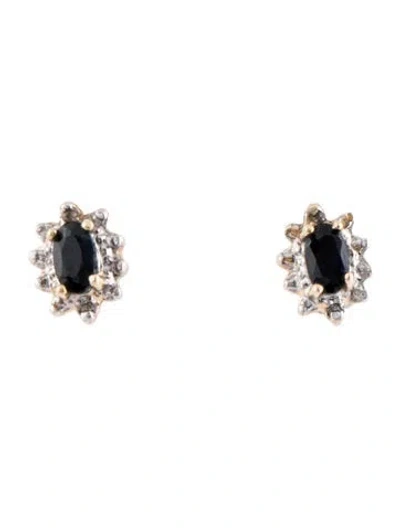 Pre-owned Earrings 10k Sapphire Stud  In Multi