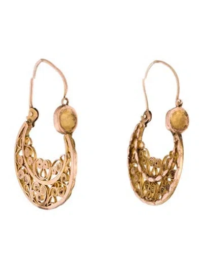 Pre-owned Earrings 10k Scroll Drop  In Multi