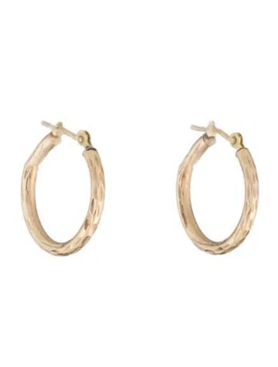 Pre-owned Earrings 10k Small Textured Hoop  In Multi