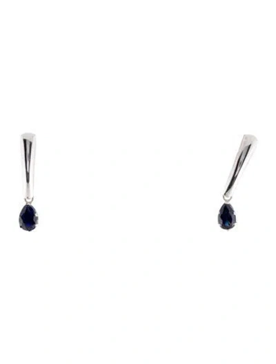 Pre-owned Earrings 10k Synthetic Sapphire Drop  In Multi