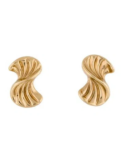 Pre-owned Earrings 10k Textured Curve Stud  In Multi