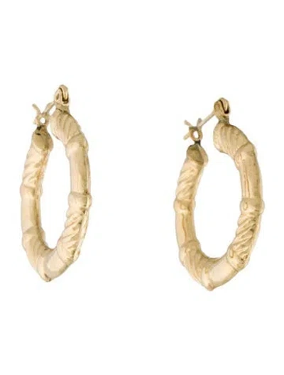 Pre-owned Earrings 10k Textured Hoop  In Multi