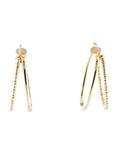 Pre-owned Earrings 10k Textured Hoop  In Multi