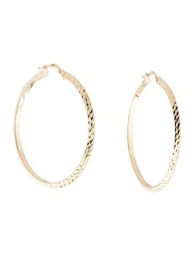 Pre-owned Earrings 10k Textured Hoop  In Multi