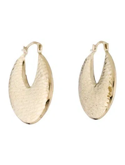 Pre-owned Earrings 10k Textured Hoop  In Multi