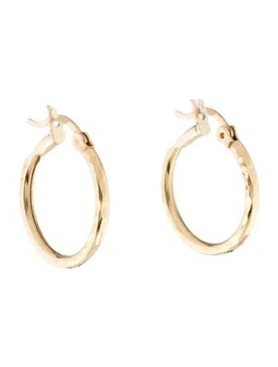Pre-owned Earrings 10k Textured Hoop  In Multi
