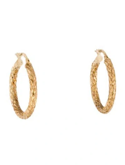 Pre-owned Earrings 10k Textured Hoop  In Multi