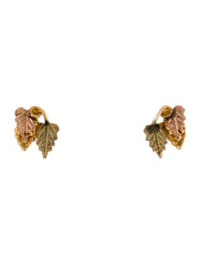 Pre-owned Earrings 10k Two-tone Grape Vine Stud  In Multi