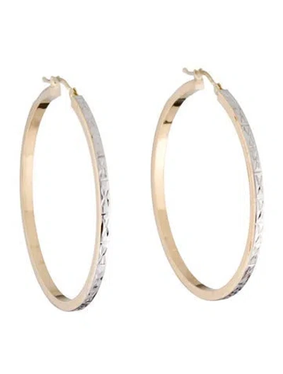 Pre-owned Earrings 10k Two-tone Hoop  In Multi