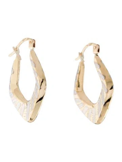 Pre-owned Earrings 10k Two-tone Hoop  In Multi