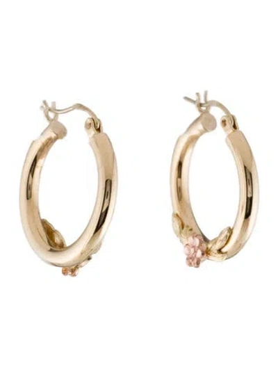 Pre-owned Earrings 10k Two-tone Hoop  In Multi