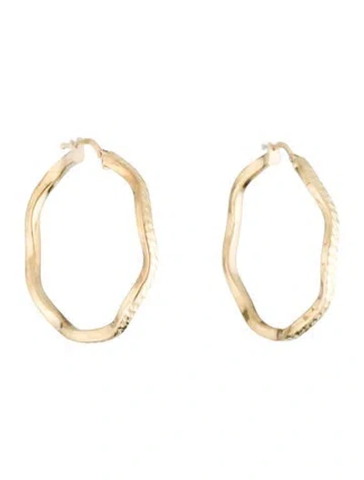 Pre-owned Earrings 10k Wavy Hoop  In Multi