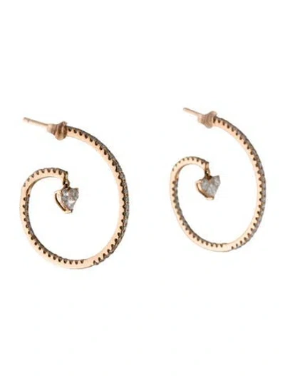 Pre-owned Earrings 1.28ctw Diamond Swirl Dangle Hoop  In Multi
