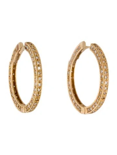 Pre-owned Earrings 12k 1.11ctw Diamond Hoop  In Multi