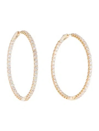 Pre-owned Earrings 14k 10.00ctw Diamond Inside-out Hoop  In Multi