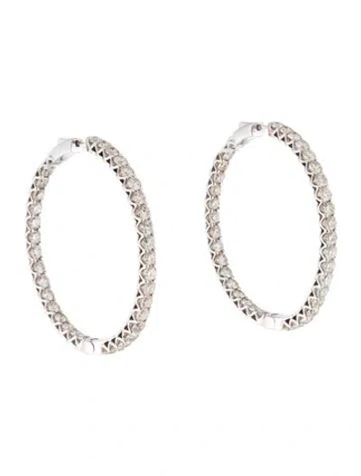 Pre-owned Earrings 14k 10.00ctw Diamond Inside-out Hoop  In Multi
