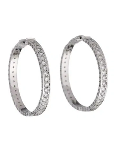 Pre-owned Earrings 14k 10.02ctw Diamond Hoop  In Multi