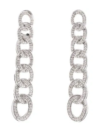Pre-owned Earrings 14k 1.00ctw Diamond Curb Chain Drop  In Multi