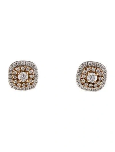 Pre-owned Earrings 14k 1.00ctw Diamond Double Halo Screw Back  In Multi